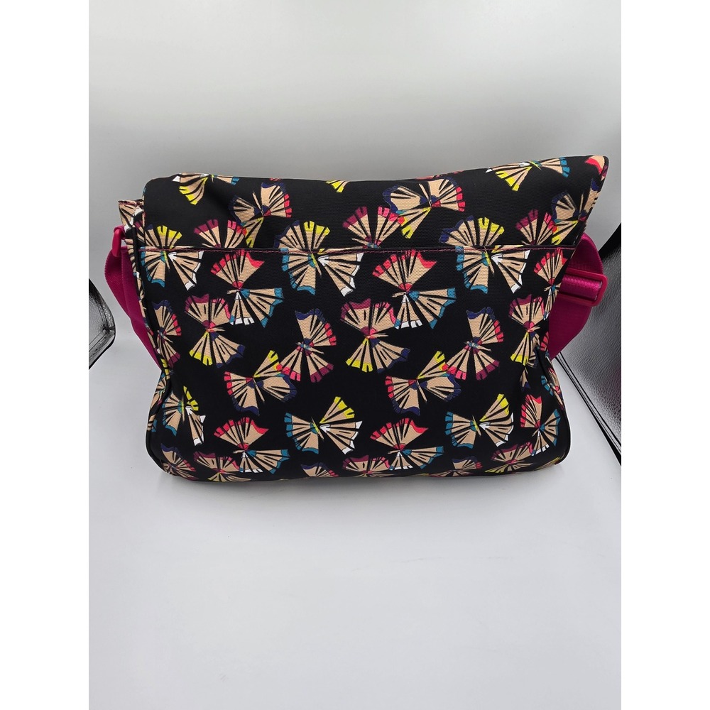 Vera Bradley Messenger Bag Black Pink Pencil Pattern Adjustable Strap Crossbody - Picture 3 of 7